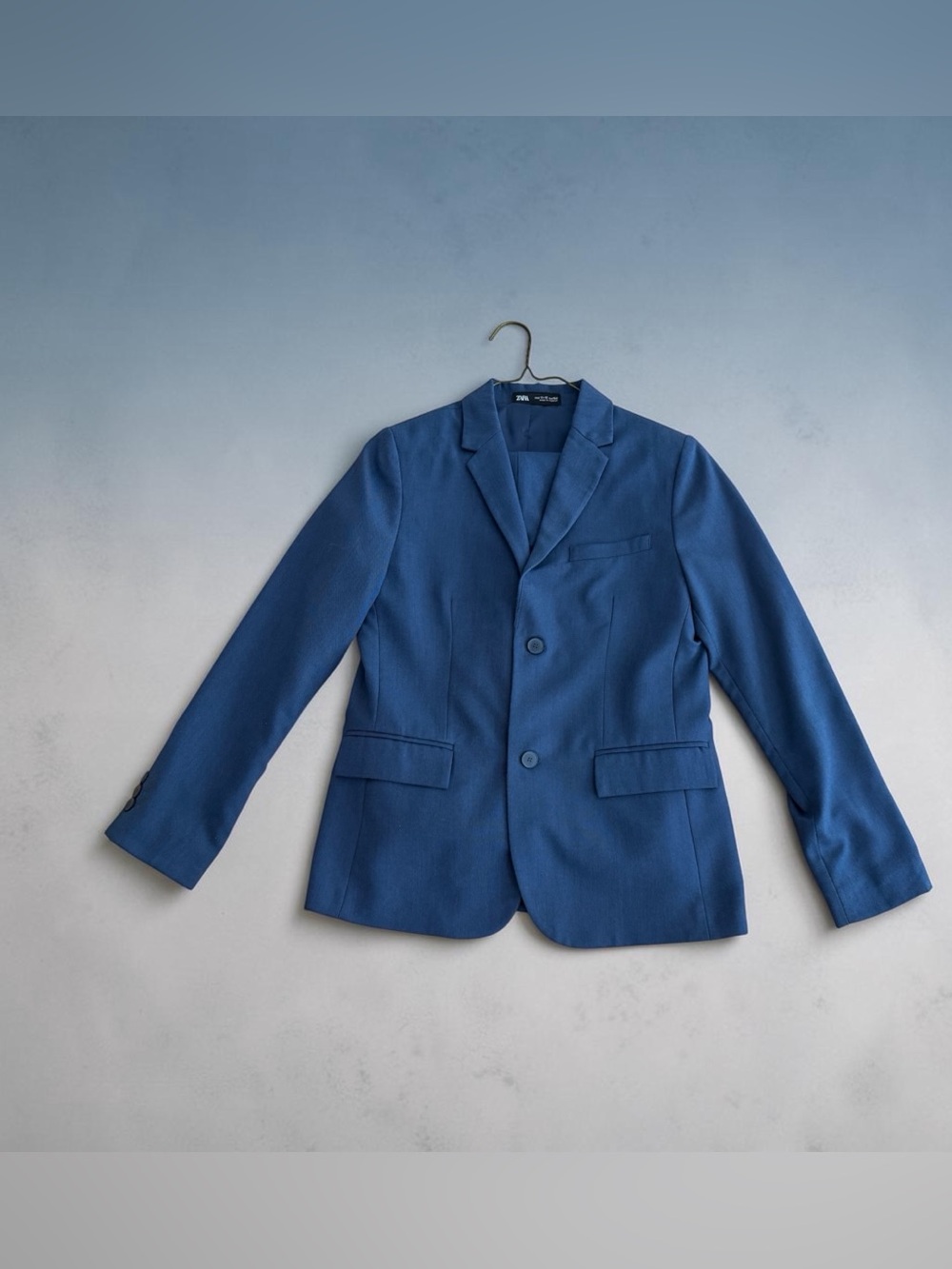 Zara Blue Boys Suit with Two-Button Blazer and Slacks Sz 11-12